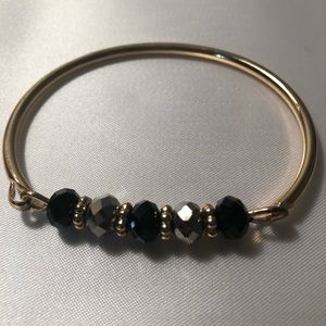 Gold tone & Beaded Bangle Bracelet